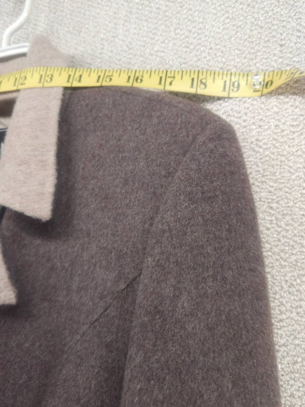 Wool Blend Coat, Color Block Collar, Tailored, Korean-Made - Picture 11 of 11